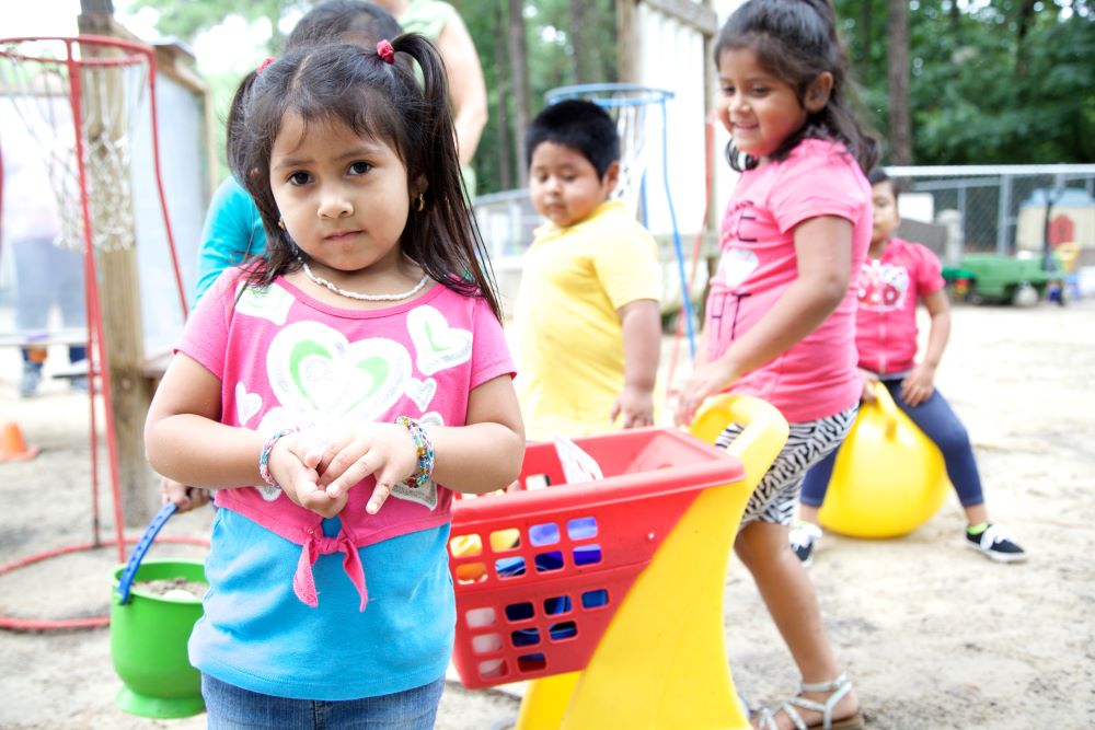 Children in an outdoor playground.