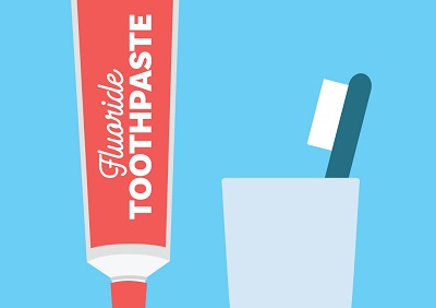 Social media image displaying a toothpaste next to a cup with a toothbrush