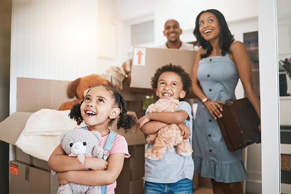 Family moving into a new home.