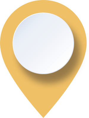 A white circle on a muted yellow and black background you are here icon to denote driver 3.