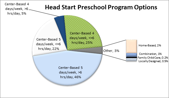 Pie chart of preschool program options