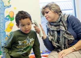 boy getting hearing checked