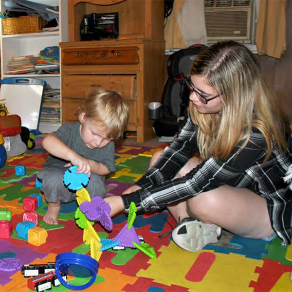 Mother playing with her son