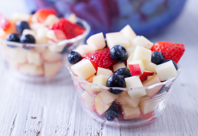 Red, white and blue fruit salad.