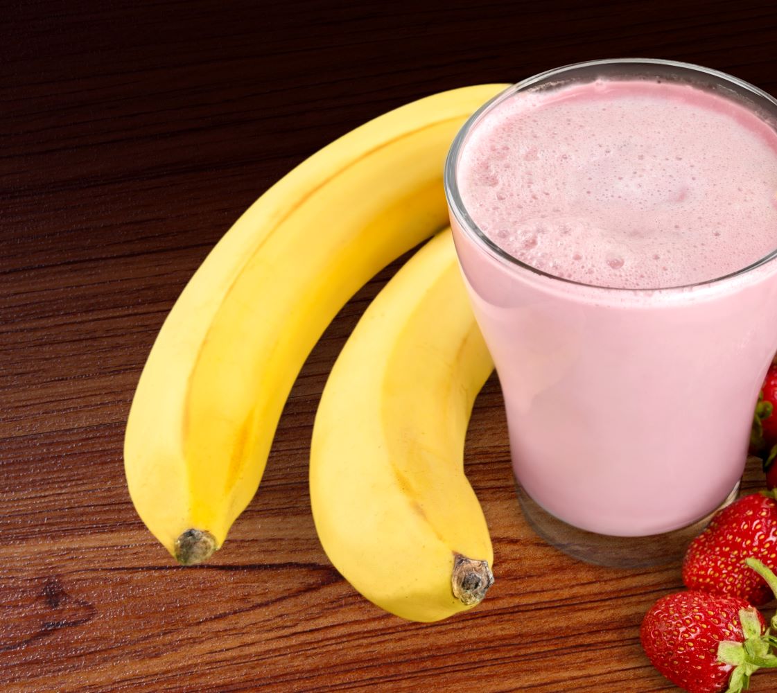 Strawberry and banana smoothies.