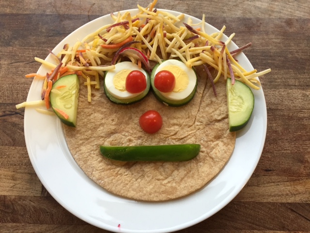 Veggie, egg and cheese faces.