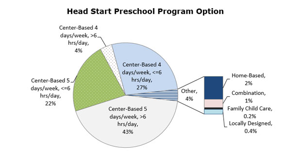 Gráfico circular - Opciones del programa preescolar de Early Head Start