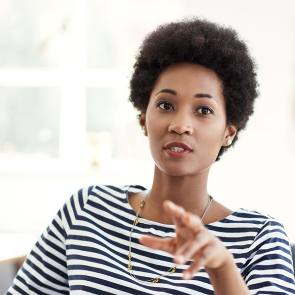 Woman talking in a meeting