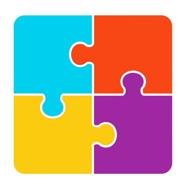 Illustration of 4 colorful puzzle pieces